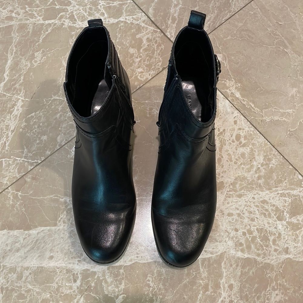 Black leather short boots
